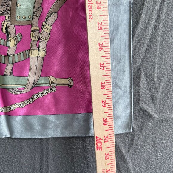 Vintage Codello Horse Tack and Bridle 100% Silk Scarf Women One Size Pink Gray - Picture 4 of 4